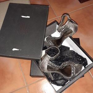 Pelle Moda and BCBG Maxazria embellished sandals